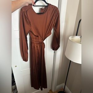 Brown cutout midi dress